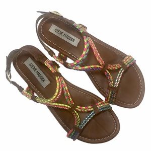 STEVE MADDEN Multicolor & Gold Woven Strap Sandals